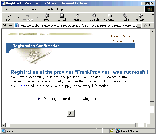 Shows Registration Confirmation page.
