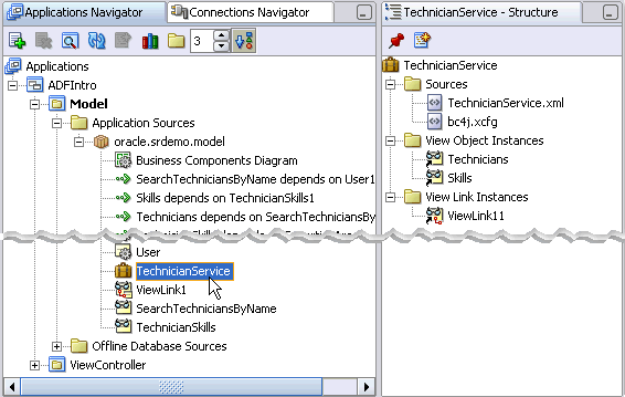Image of Application Navigator displaying components