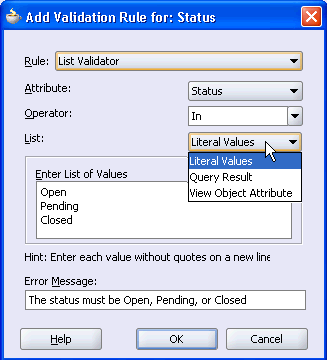 Image shows selecting a list in the List Validator