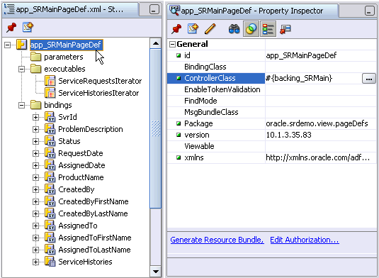 Image of setting a controller class in Property Inspector