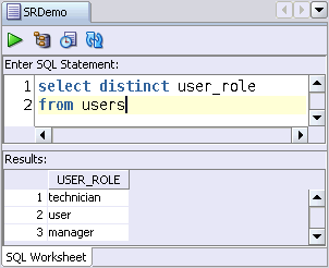Image of using SQL Worksheet to find column values