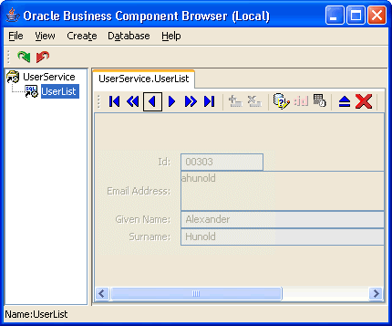 Image of Business Component Browser for testing data model