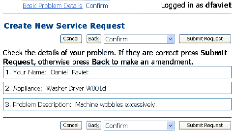 This image shows step 2 Create Service-Request page.