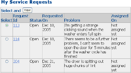 This image shows the List page for a customer.