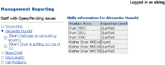 This image shows the staff skills report.