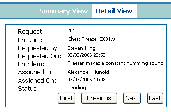 Navigation buttons in the detail page for search results