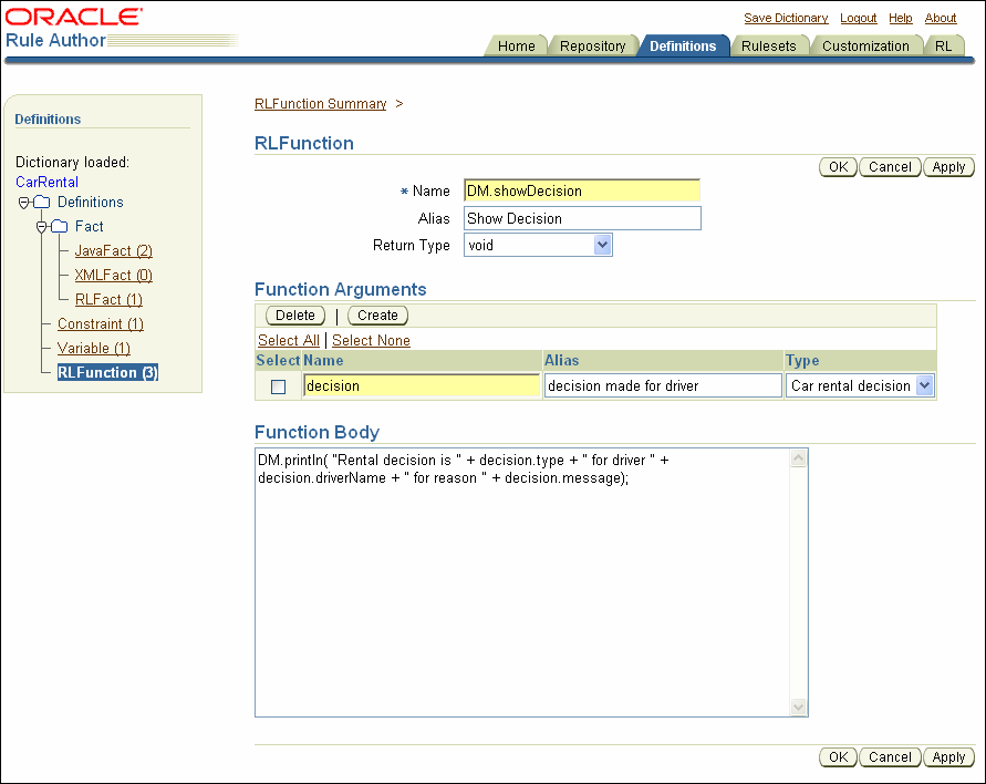 Rule Author RLFunction Page