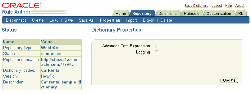 Rule Author Dictionary Properties Page Rule Author Dictionary Properties Page