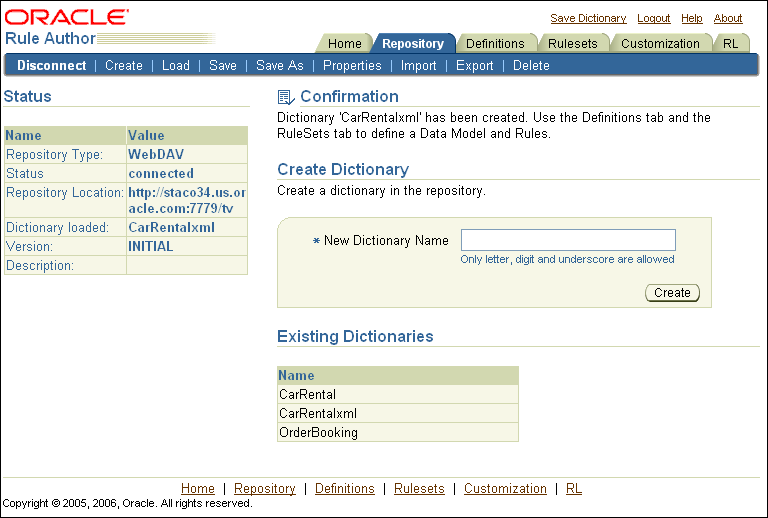 Rule Author Create Dictionary (XML)