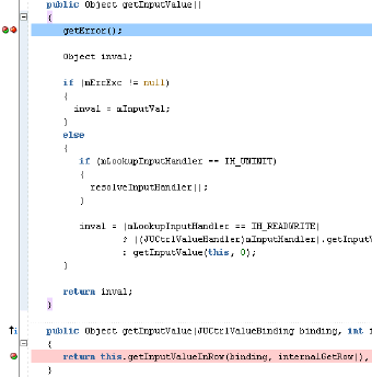 Screenshot of breakpoint on getError() in getInputValue()