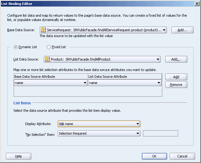 List Binding Editor for creating dynamic list of values