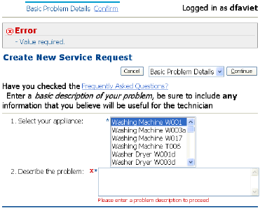 This image shows step one validation error in page.