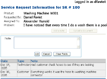 This image shows the Main page for a customer.