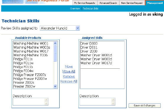 This image shows Skills Assignment page.
