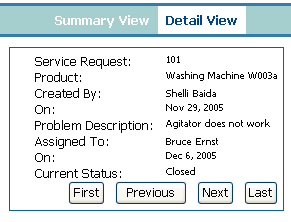 Navigation buttons in the detail page for search results
