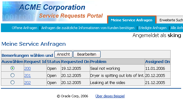SRList page using the German locale displays text in German