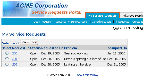 The SRList page displays all text in English by default.