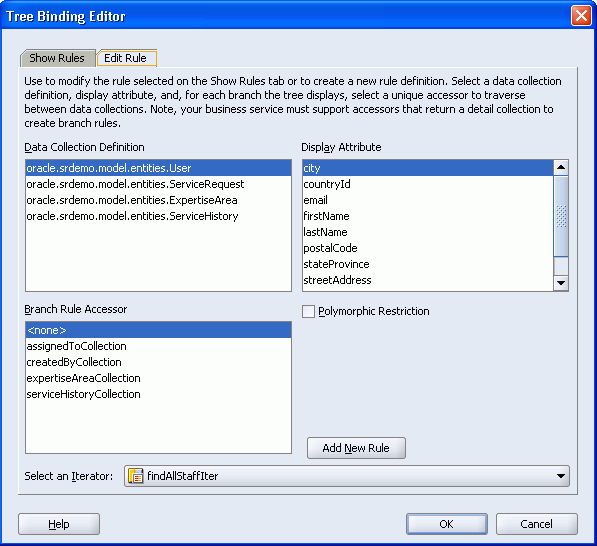 Tree Binding Editor, Edit Rule Tab