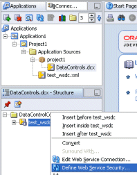 Image of context menu in Data Control Palette