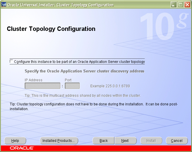 Cluster Topology Configuration for J2EE and Web Server