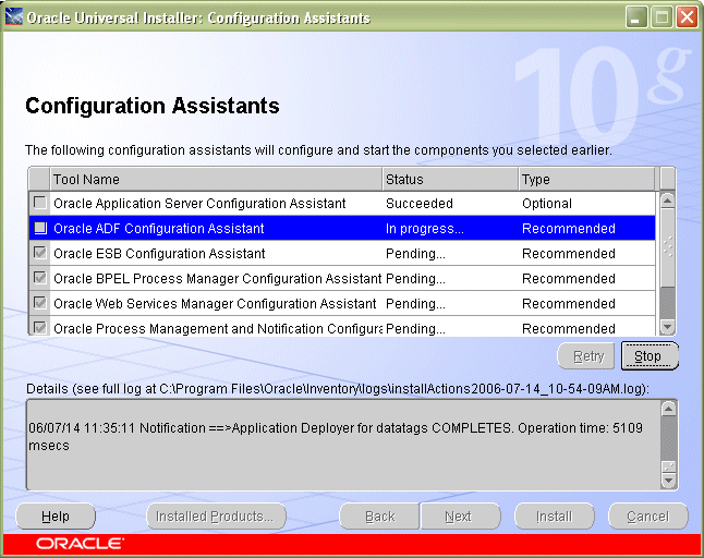 Configuration Assistants screen