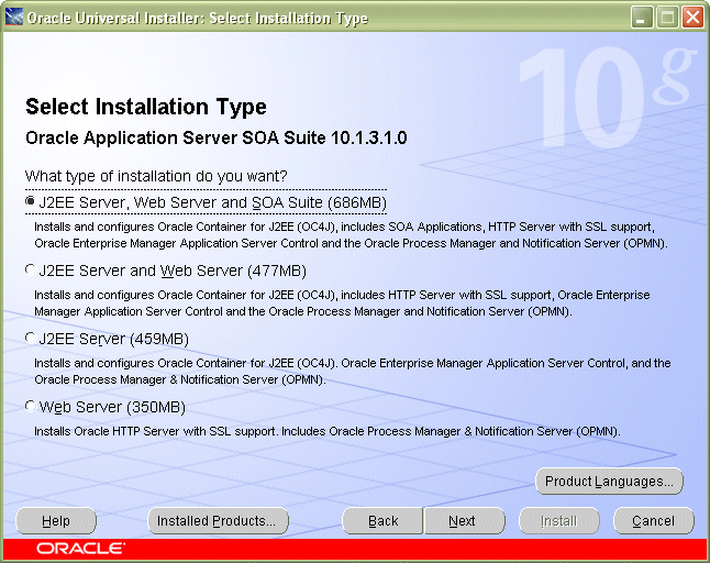 Select Installation Type screen