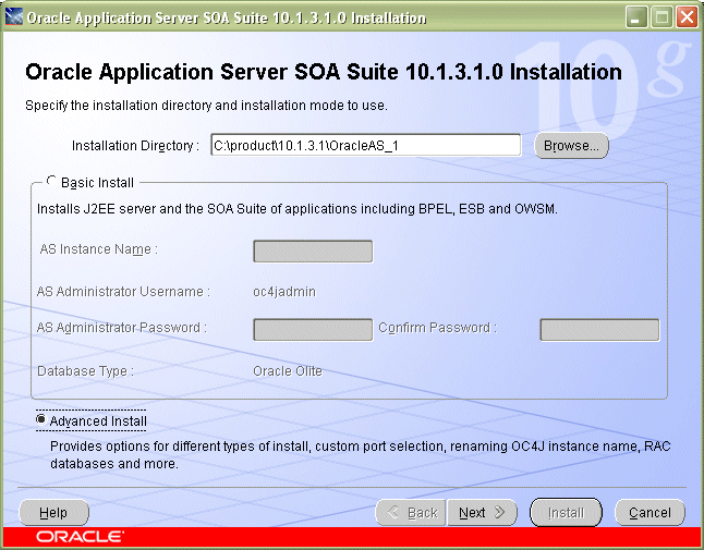 Installation screen