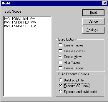 Build dialog box Build dialog box