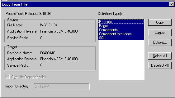 Copy from File dialog box Copy from File dialog box