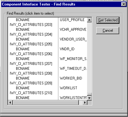 Component Interface Tester Find Results Component Interface Tester Find Results
