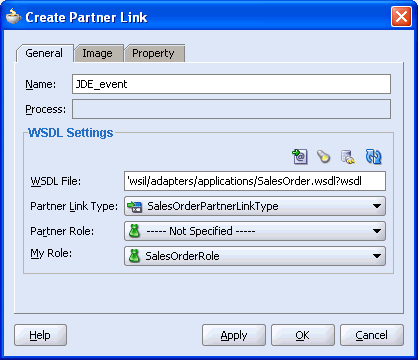 Create Partner Link dialog box Create Partner Link dialog box