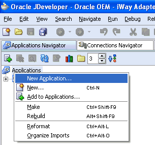 JDeveloper Applications tab JDeveloper Applications tab