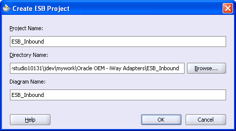 Create ESB Project dialog box Create ESB Project dialog box