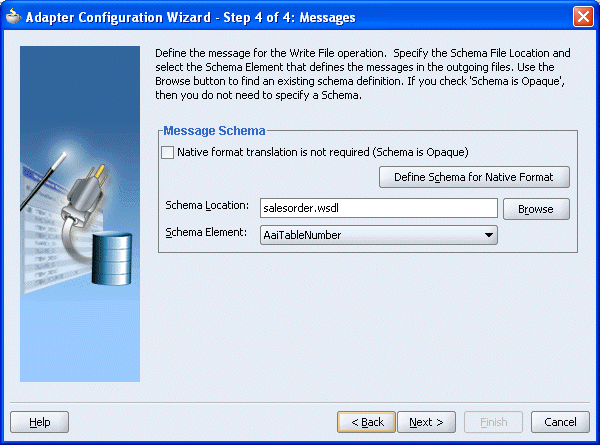 Create File Adapter Service dialog box Create File Adapter Service dialog box