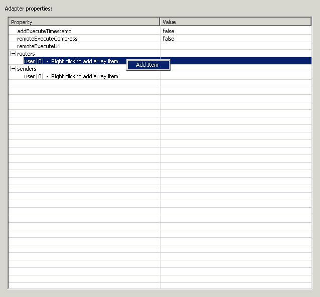 The Tuxedo events adapter Properties tab The Tuxedo events adapter Properties tab