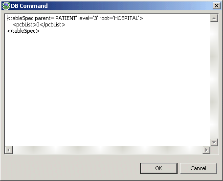 The DB Command screen.