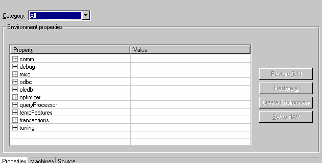 The binding properties tab, lists all the properties.