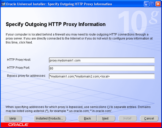 Proxy Information Screen