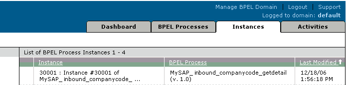 Instances tab