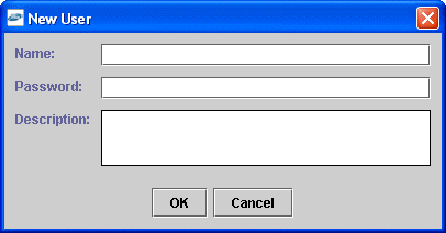 New User dialog box New User dialog box