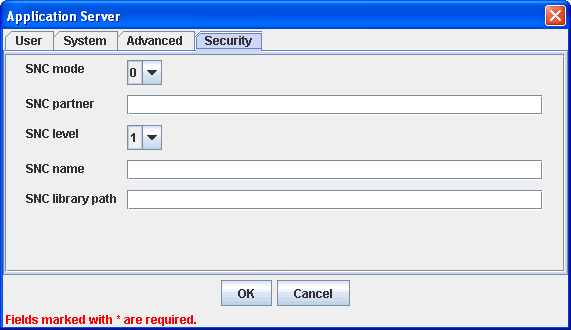 Security tab Security tab