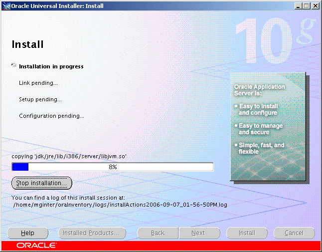 Install Progress screen Install Progress screen