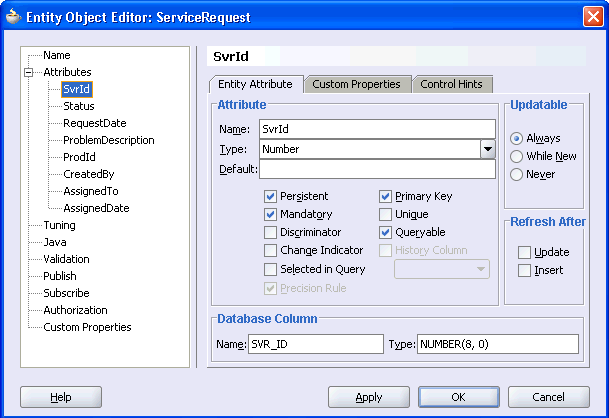 Image of Entity Object Editor setting declarative features