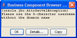 Image of Business Components Browser with test failure