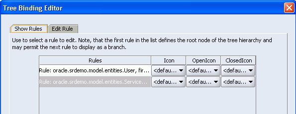 Tree Binding Editor, Show Rule Tab