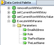 ExecuteWithParams operation has parameters for each variable