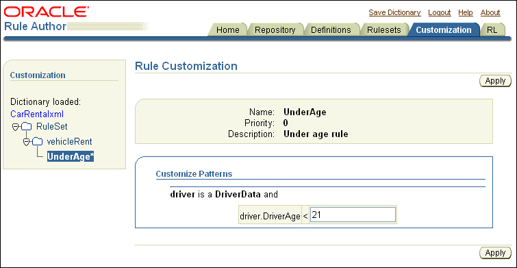 Rule Author Under Age Rule Customization Rule Author Under Age Rule Customization