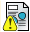 Page representation icon with yellow warning label overlaid Page representation icon with yellow warning label overlaid