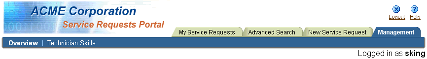 Global buttons, menu tabs, and menu bar with two items