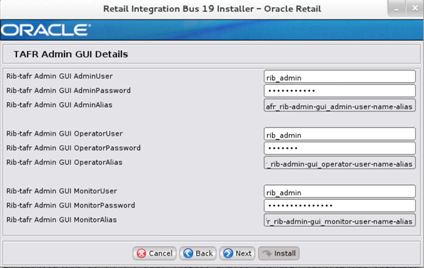 Screen: TAFR Admin GUI Details